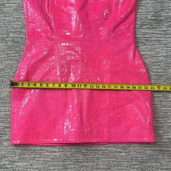 NWT Retrofete Kimora Crocodile Embossed Leather Mini Dress XL Revolve Pink - Picture 11 of 15